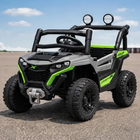 Carro Jipe Elétrico Infantil Controle Remoto Pedal Sons Cinza