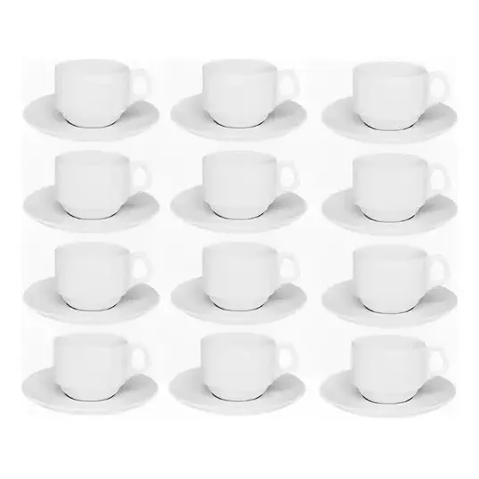 12 Xícara De Chá 180ml Oxford Porcelana Empilavel Hotel