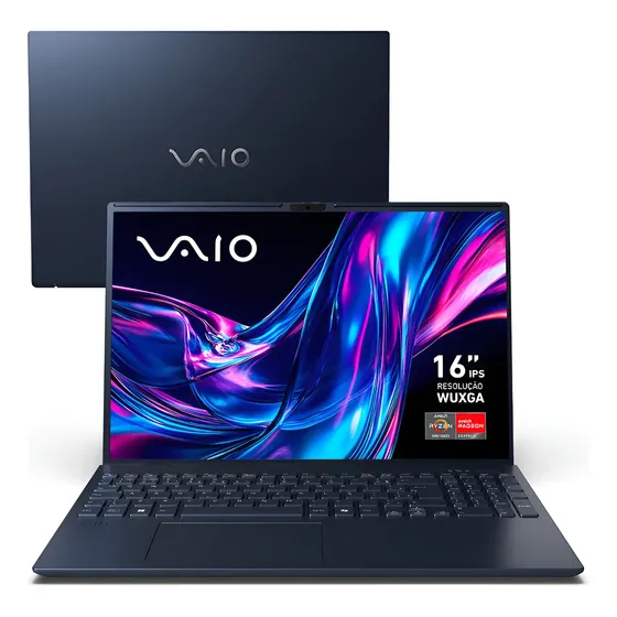 Notebook VAIO FE16 AMD Ryzen 5-5625U - 16GB RAM 512GB SSD Linux - Wi-Fi 6 - Tela 16" IPS WUXGA - VJFE69F11X-B0711H Antirreflexo - Permite upgrade de RAM e SSD – Cinza Grafite